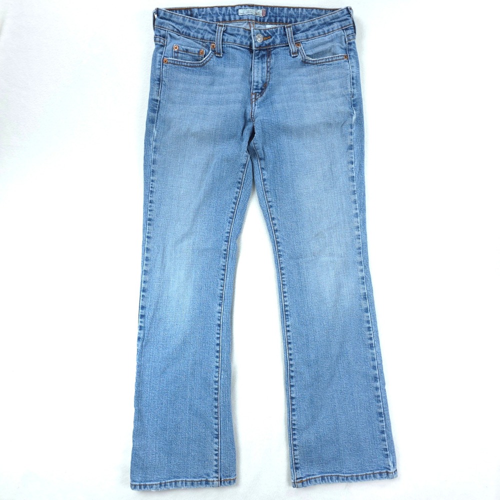 VINTAGE Levis 545 Low Boot Cut Womens 6M Blue Denim Light Wash Stretch Jeans